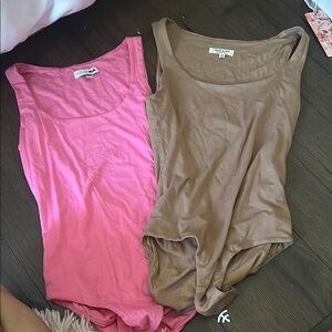 Pink and Tan Tank Tops